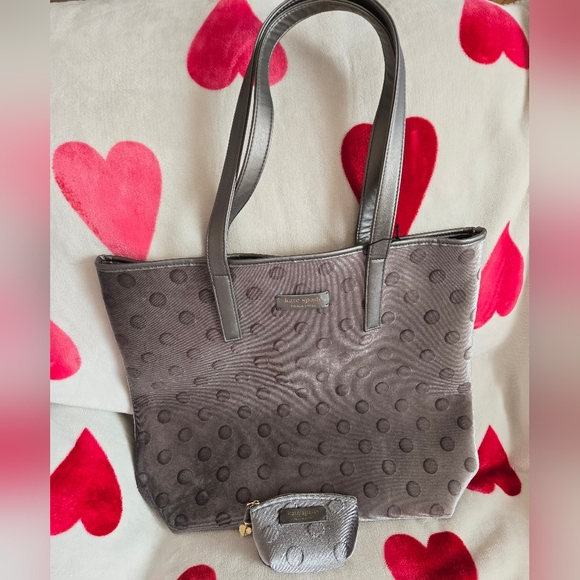 KATE SPADE Velvet Polka Dot Tote and Coin Purse - Picture 3 of 8